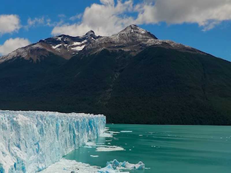 A breathtaking view of the Perito Moreno Glacier in Patagonia, showcasing its massive ice formations and vibrant blue hues.