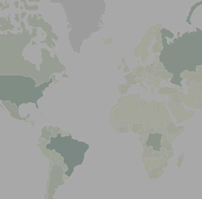 Map of the world showing countries in green.