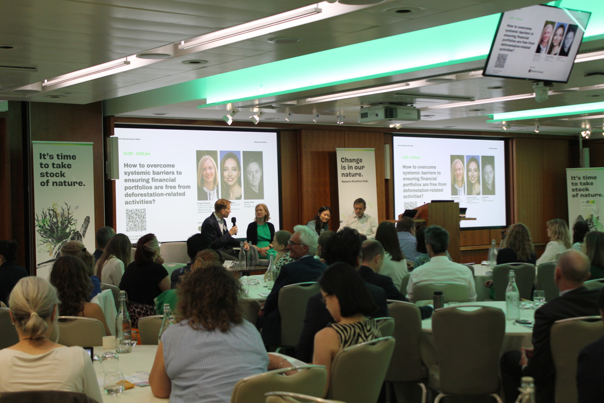 Attendees learned from pioneers, understood the risks of inaction, and discovered effective deforestation combat strategies, tools, and data. Photo: Mariana Ceccon/Nature4Climate